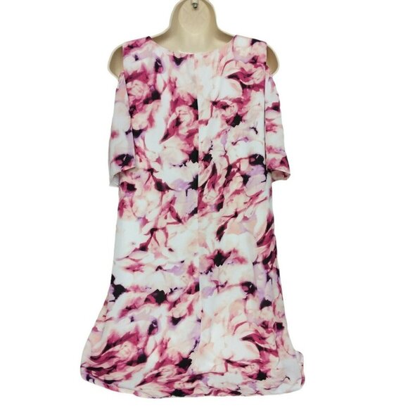 Apt 9 Pink Floral Cold Shoulder Shift Dress 10 - Picture 3 of 6